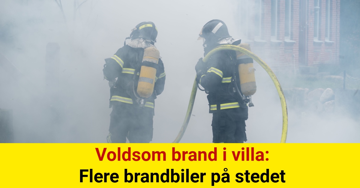 Voldsom brand i villa: Flere brandbiler på stedet