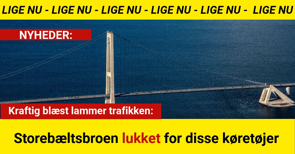 Kraftig blæst lammer trafikken: Storebæltsbroen lukket for disse køretøjer