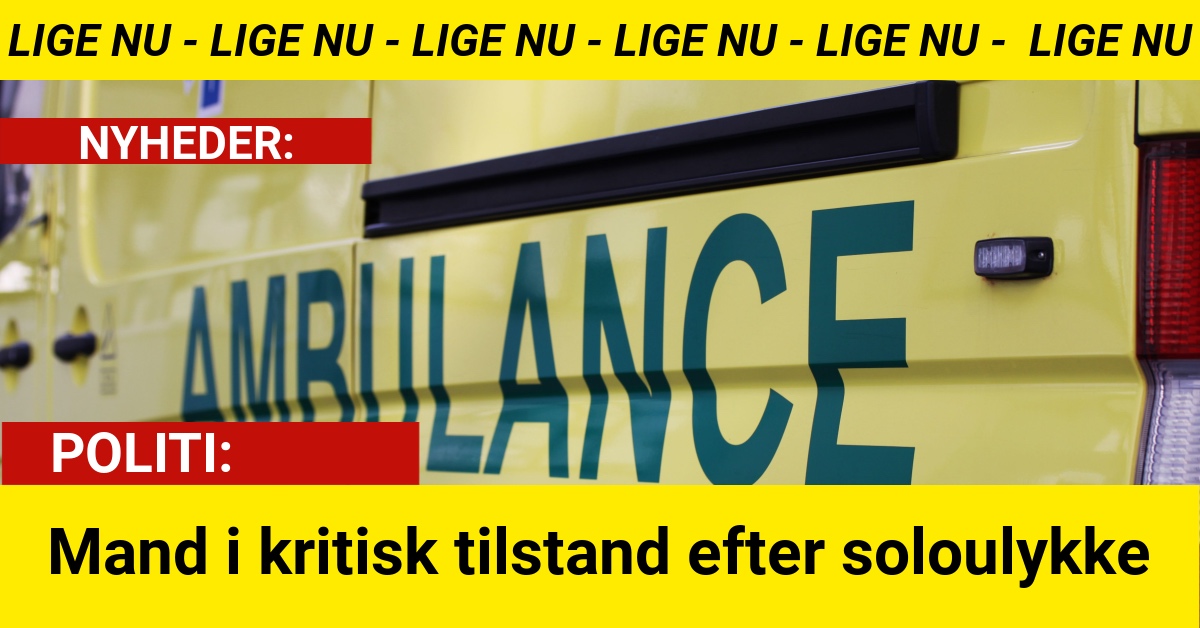 Mand i kritisk tilstand efter soloulykke