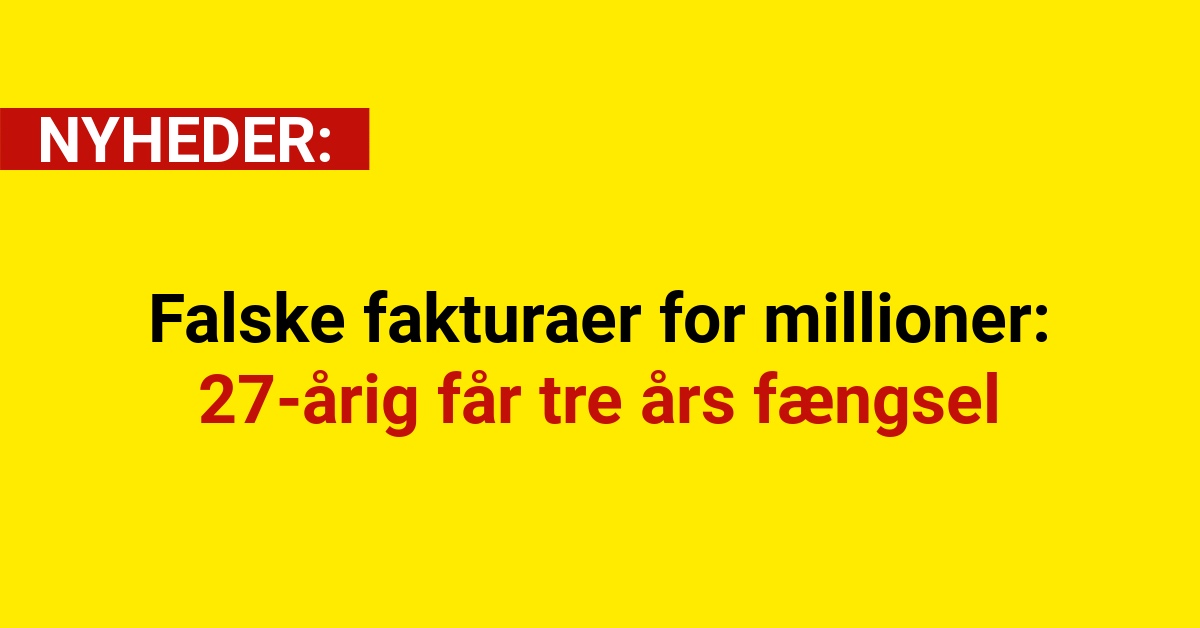 Falske fakturaer for millioner: 27-årig får tre års fængsel