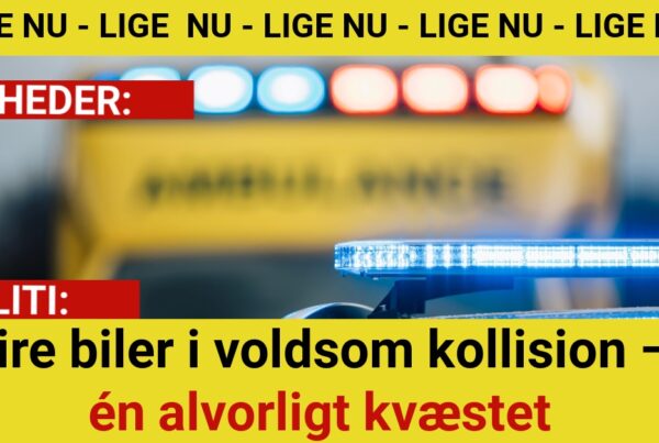 Fire biler i voldsom kollision – én alvorligt kvæstet