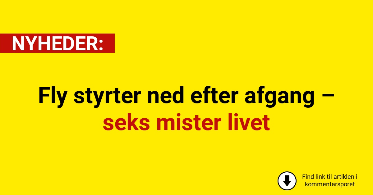 Fly styrter ned efter afgang – seks mister livet