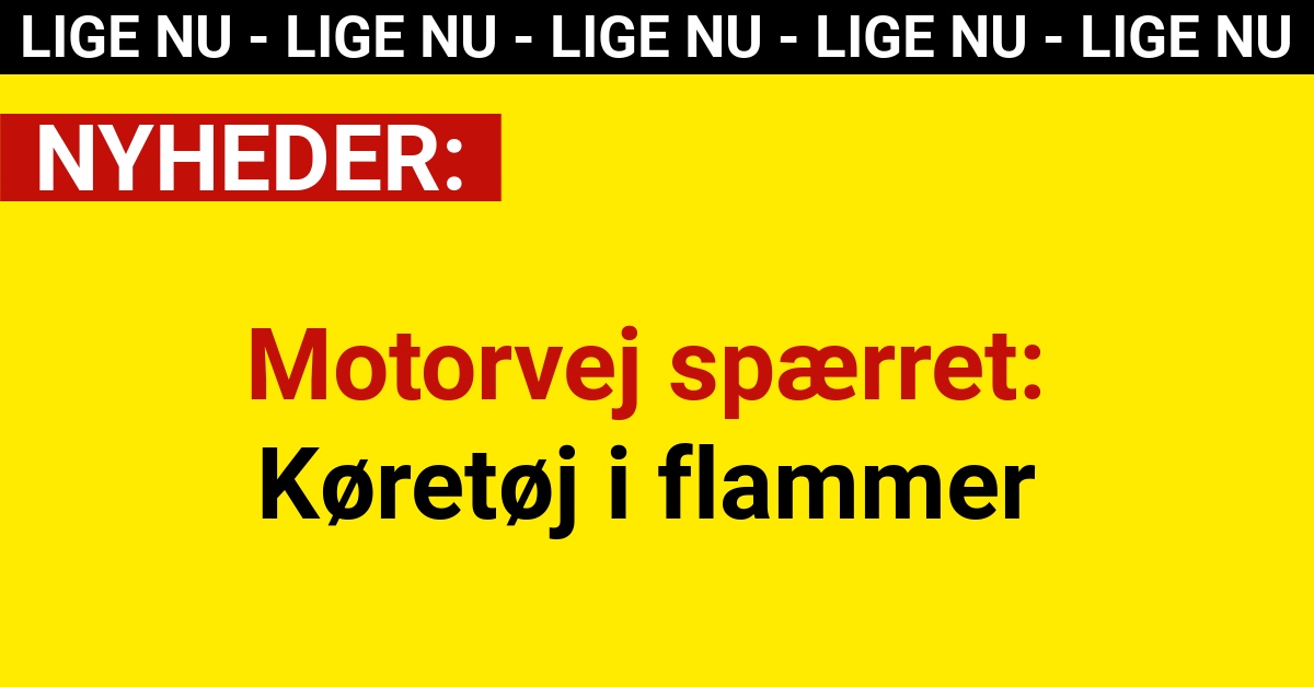 Motorvej spærret: Køretøj i flammer