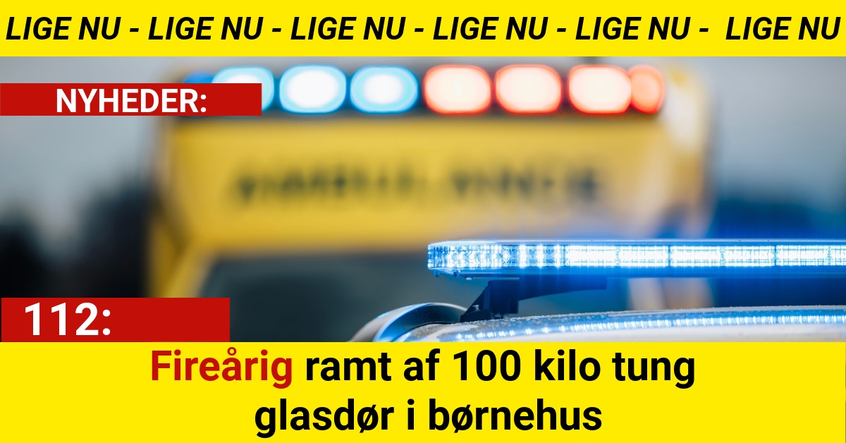 Fireårig ramt af 100 kilo tung glasdør i børnehus