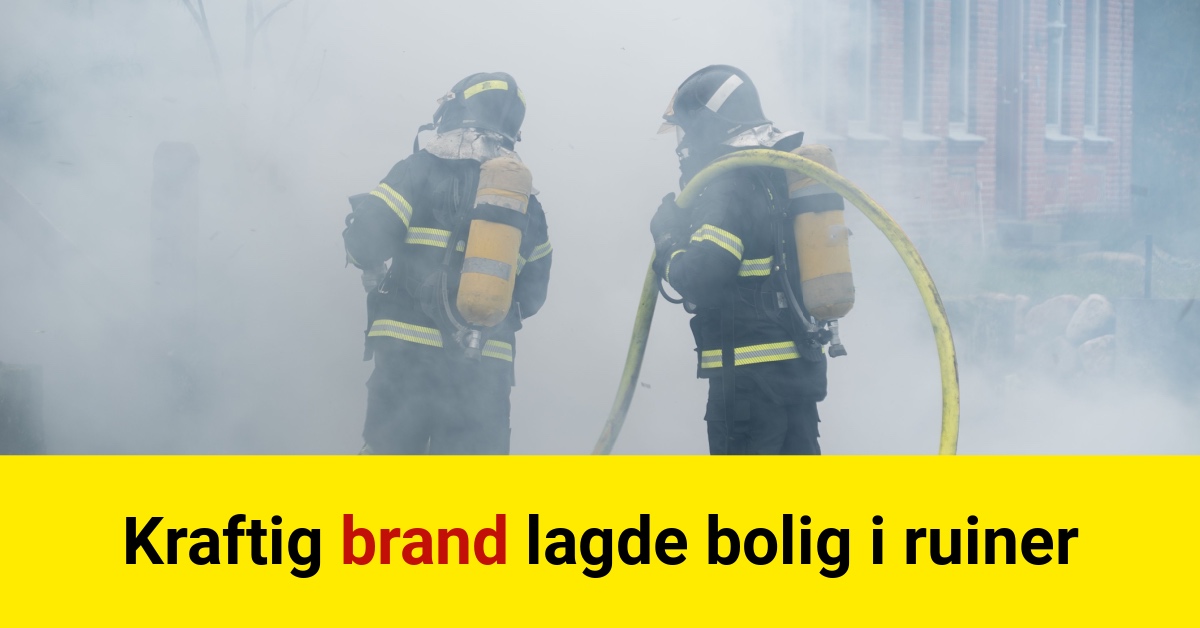 Kraftig brand lagde bolig i ruiner