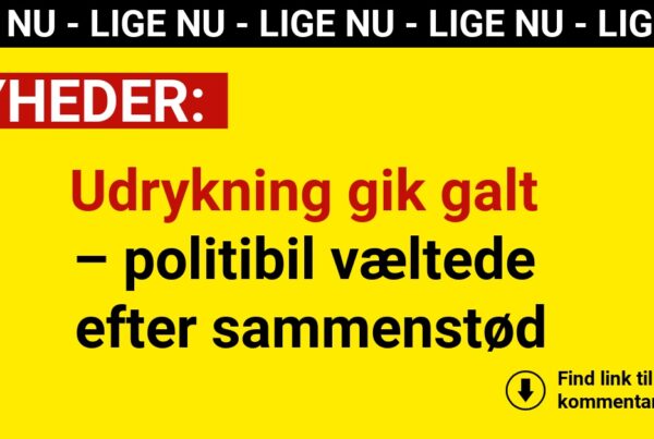 Udrykning gik galt – politibil væltede efter sammenstød