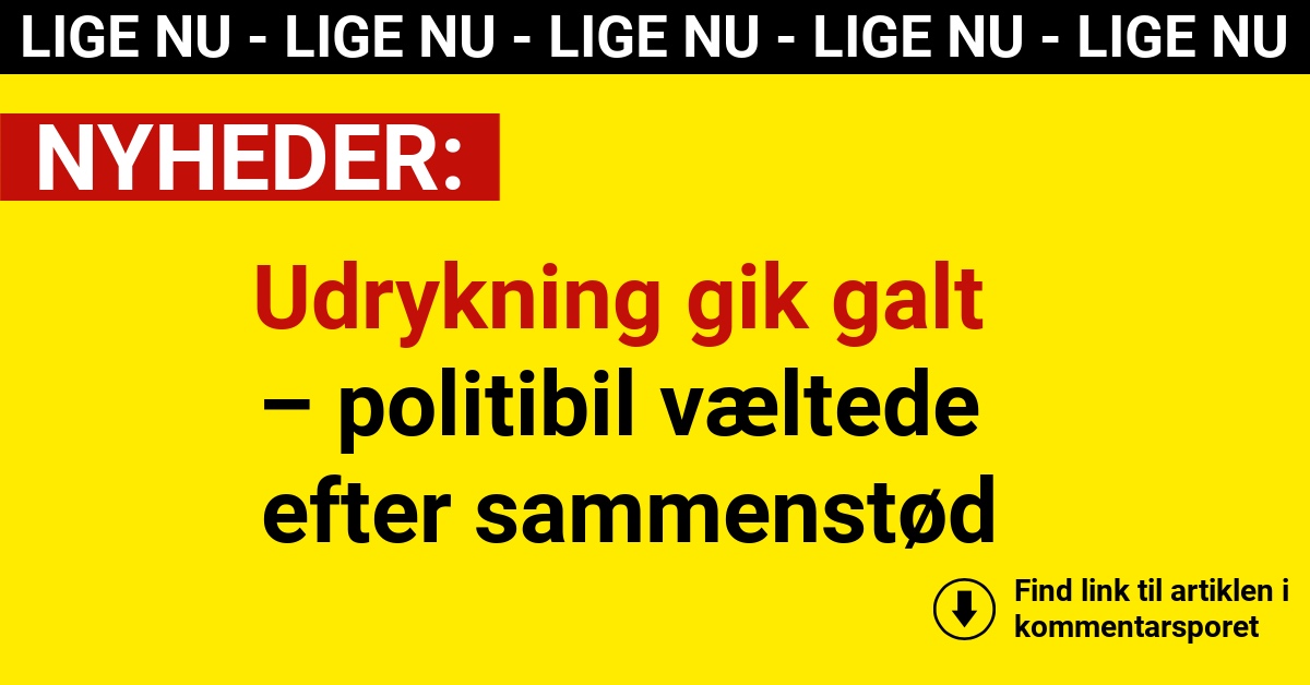 Udrykning gik galt – politibil væltede efter sammenstød