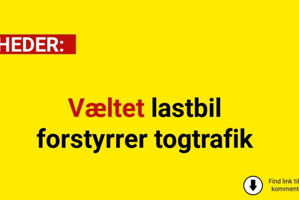 Væltet lastbil forstyrrer togtrafik