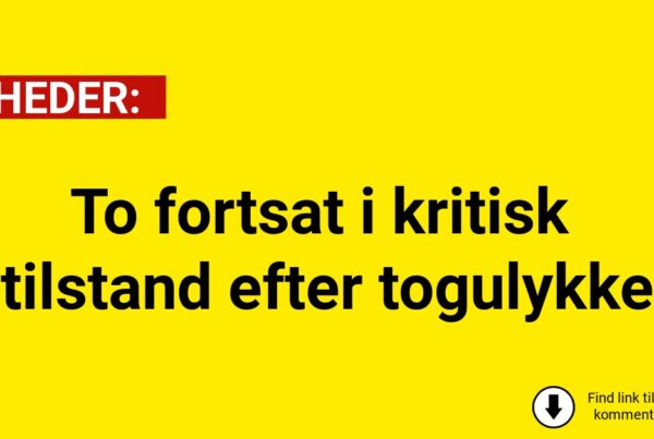 To fortsat i kritisk tilstand efter togulykke