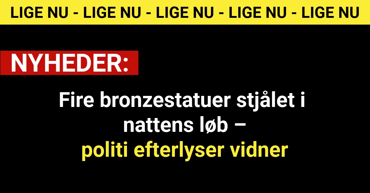 Fire bronzestatuer stjålet i nattens løb – politi efterlyser vidner