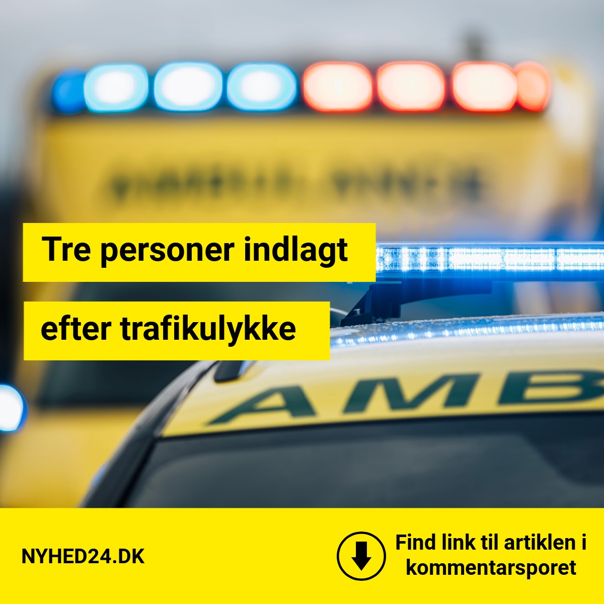 Tre personer indlagt efter trafikulykke