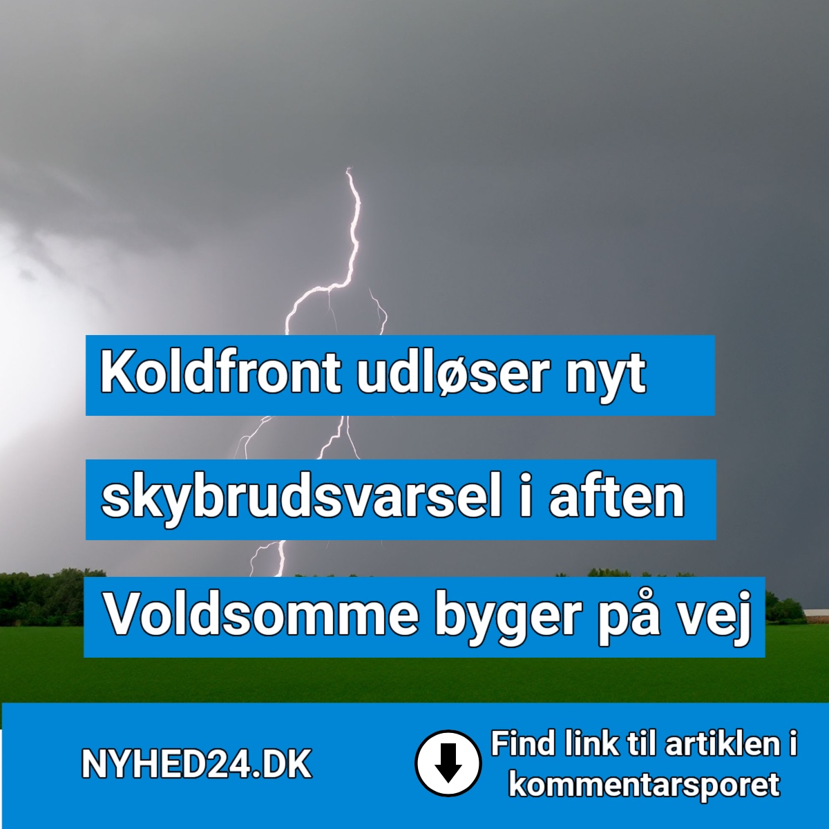 Koldfront udløser nyt skybrudsvarsel i aften
