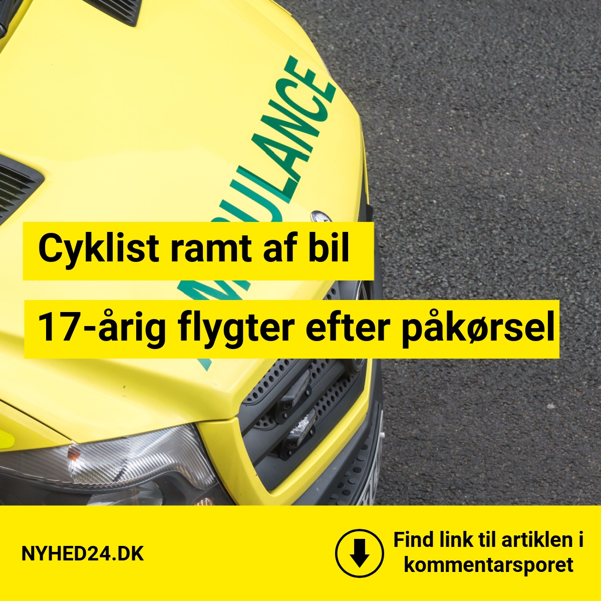 Cyklist ramt af bil – føreren var en 17-årig
