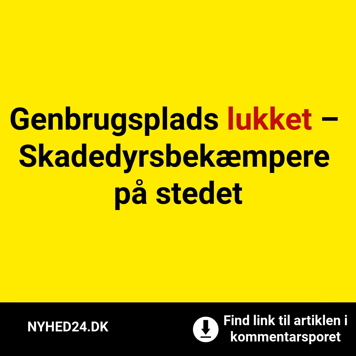 Genbrugsplads lukket – Skadedyrsbekæmpere på stedet