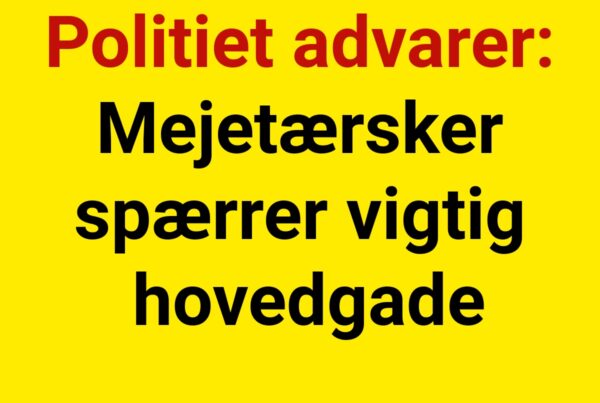 Politiet advarer: Mejetærsker spærrer vigtig hovedgade