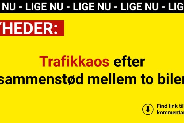 Trafikkaos efter sammenstød mellem to biler