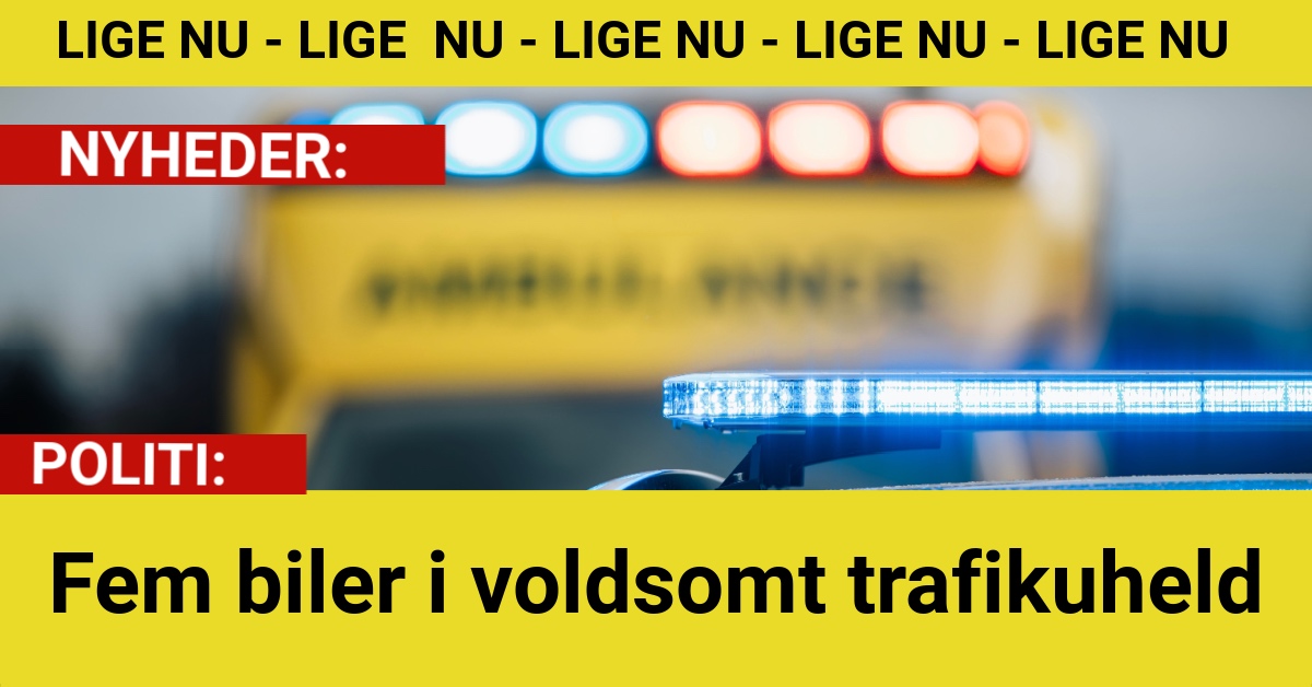 Fem biler i voldsomt trafikuheld