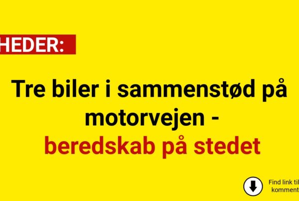 Tre biler i sammenstød på motorvejen - beredskab på stedet