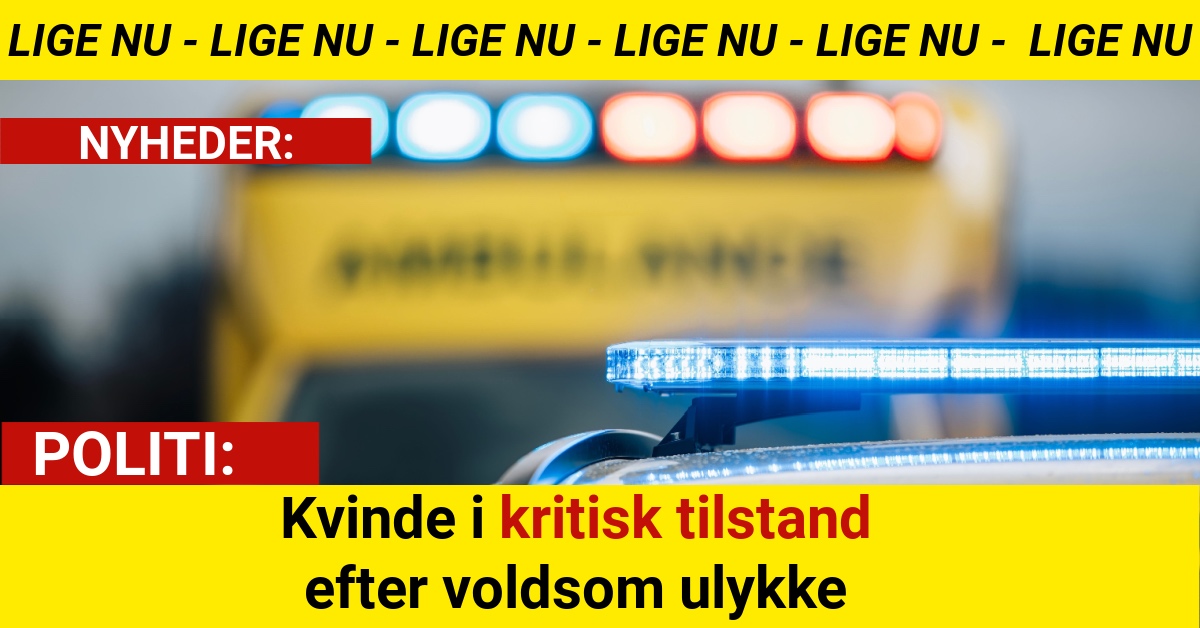 Kvinde i kritisk tilstand efter voldsom ulykke