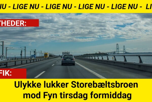 Ulykke lukker Storebæltsbroen mod Fyn tirsdag formiddag