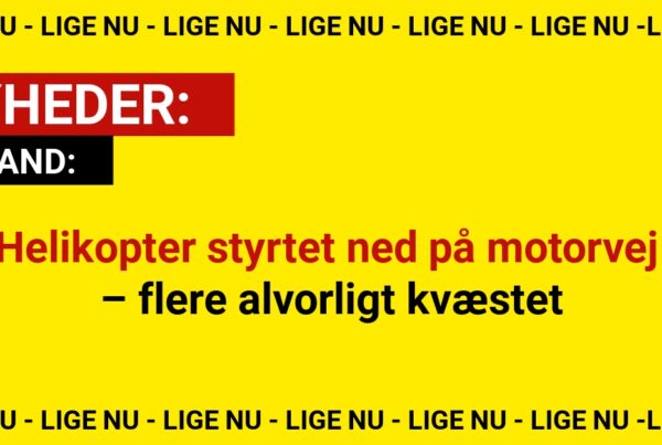 Helikopter styrtet ned på motorvej – flere alvorligt kvæstet