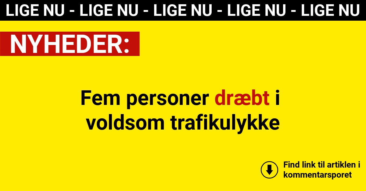Fem personer dræbt i voldsom trafikulykke