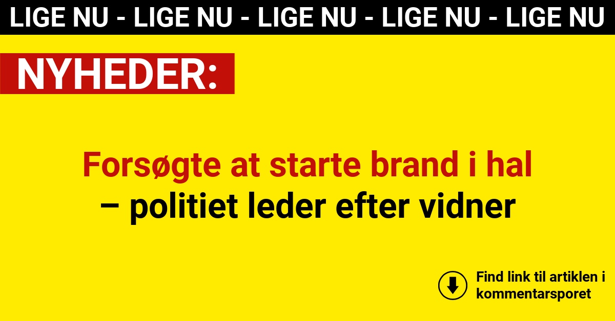 Forsøgte at starte brand i hal – politiet leder efter vidner