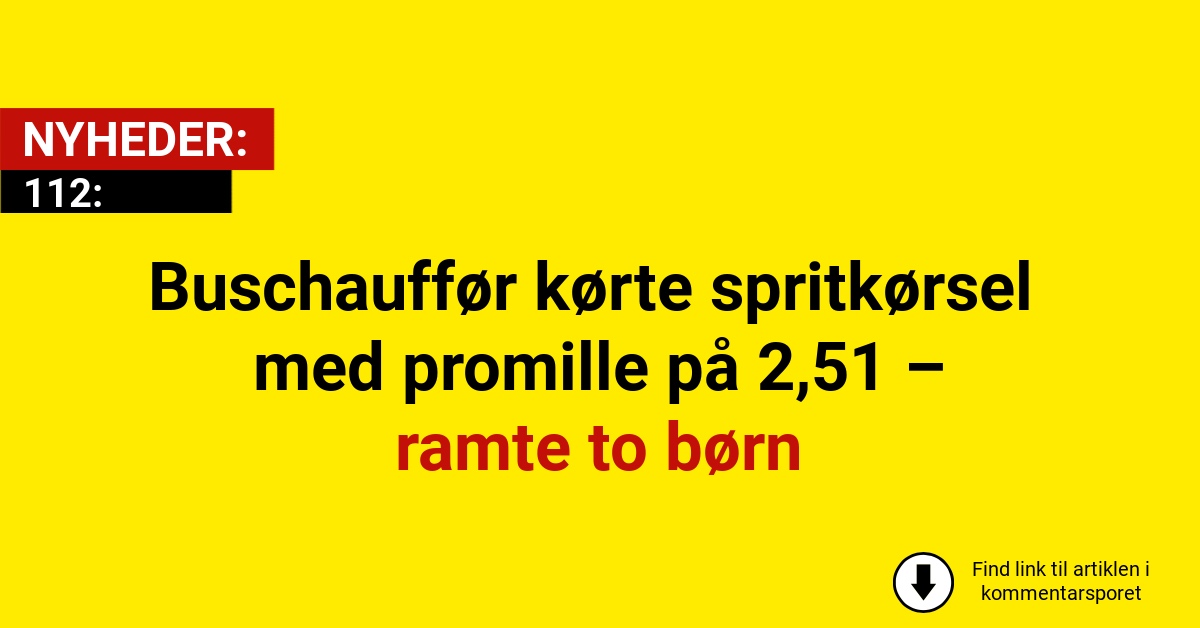 Buschauffør kørte spritkørsel med promille på 2,51 – ramte to børn