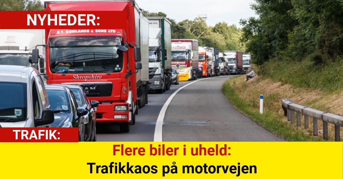 Flere biler i uheld: Trafikkaos på motorvejenFlere biler i uheld: Trafikkaos på motorvejen