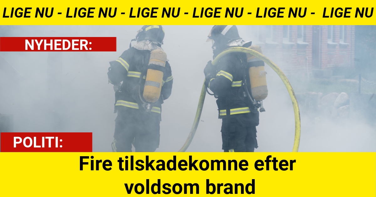Fire tilskadekomne efter voldsom brand