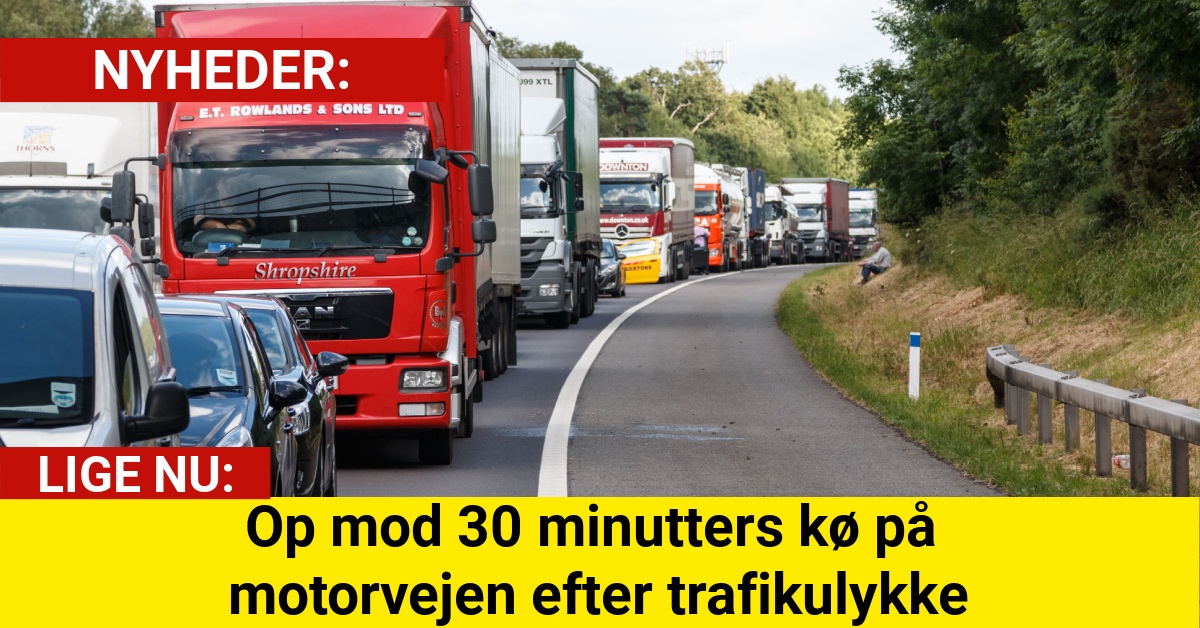 Op mod 30 minutters kø på motorvejen efter trafikulykke