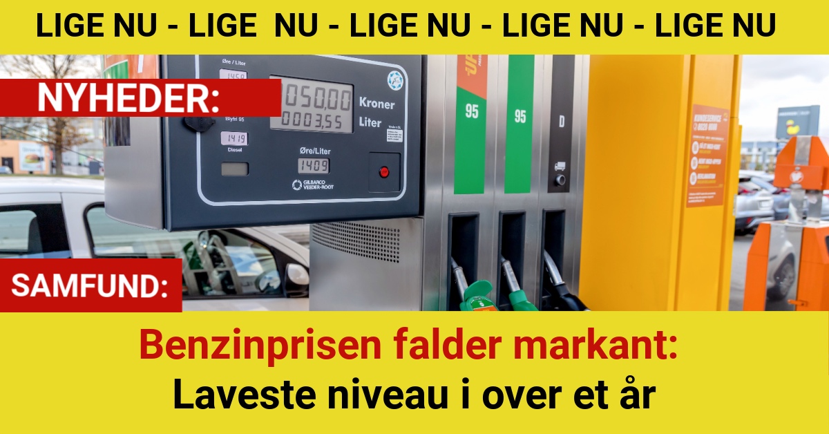Benzinprisen falder markant: Laveste niveau i over et år