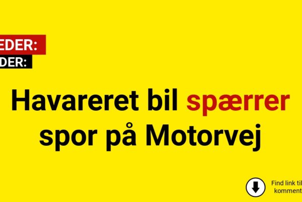 Havareret bil spærrer spor på Motorvej