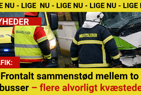 Frontalt sammenstød mellem to busser – flere alvorligt kvæstede