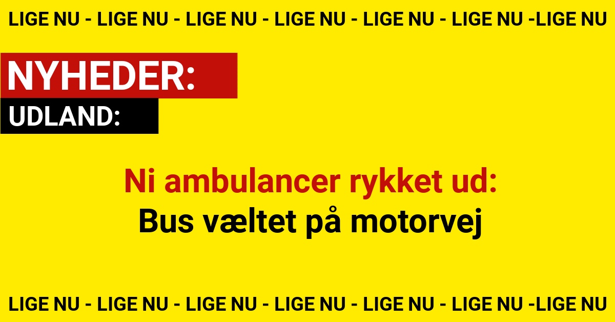 Ni ambulancer rykket ud: Bus væltet på motorvej