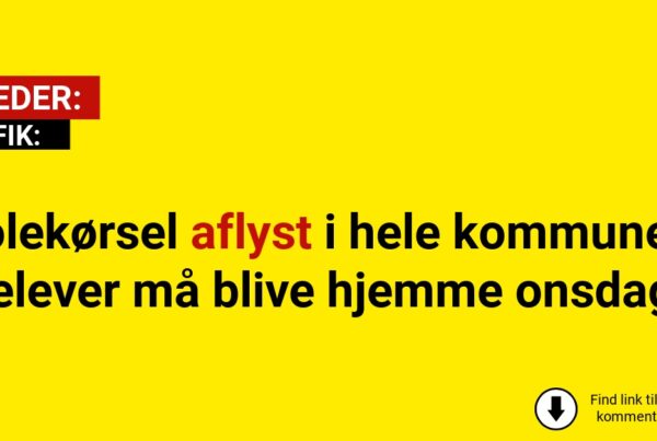 Skolekørsel aflyst i hele kommunen – elever må blive hjemme onsdag