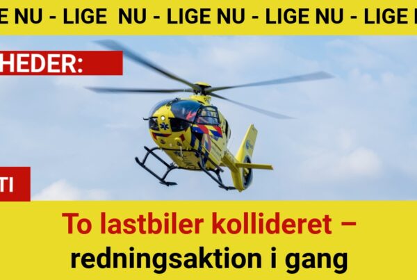 To lastbiler kørt sammen – stor redningsaktion i gang