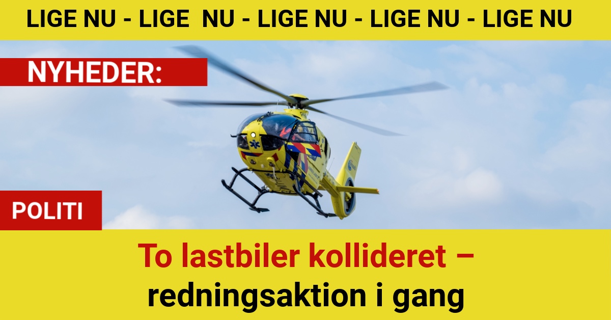 To lastbiler kørt sammen – stor redningsaktion i gang