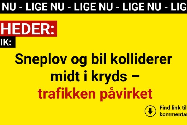 Sneplov og bil kolliderer midt i kryds – trafikken påvirket