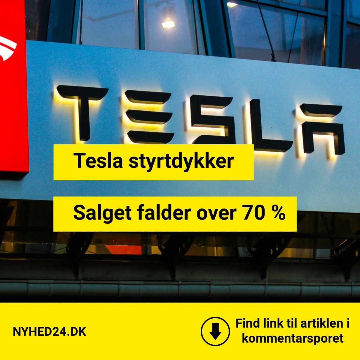 Tesla styrtdykker – salget falder over 70 %