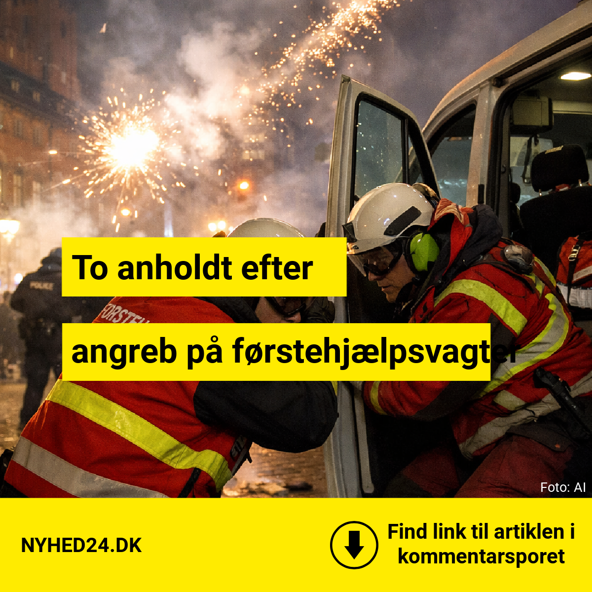 Førstehjælpsvagter beskudt med bomberør på Rådhuspladsen