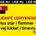 KÆMPE UDRYKNING: Hus står i flammer – vej lukket i timevis