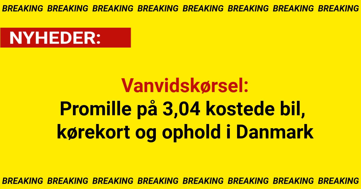 Vanvidskørsel: Promille på 3,04 kostede bil, kørekort og ophold i Danmark