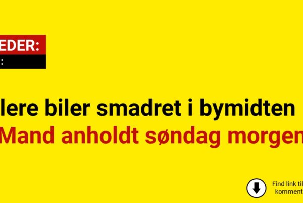 Flere biler smadret i bymidten – Mand anholdt søndag morgen