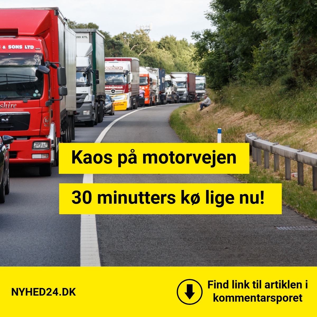 Kaos på motorvejen – 30 minutters kø lige nu!