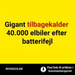 Gigant tilbagekalder 40.000 elbiler efter batterifejl