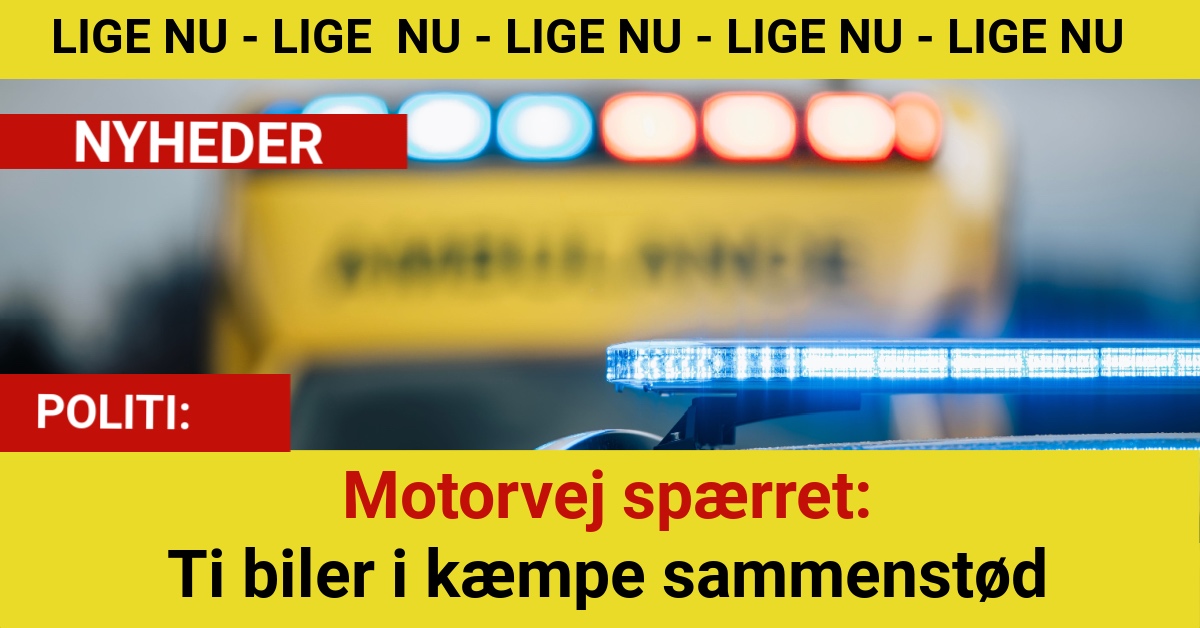 Motorvej spærret: Ti biler i kæmpe sammenstød