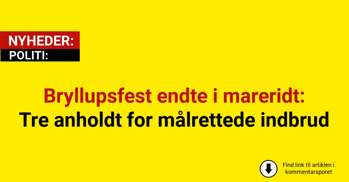 Bryllupsfest endte i mareridt: Tre anholdt for målrettede indbrud
