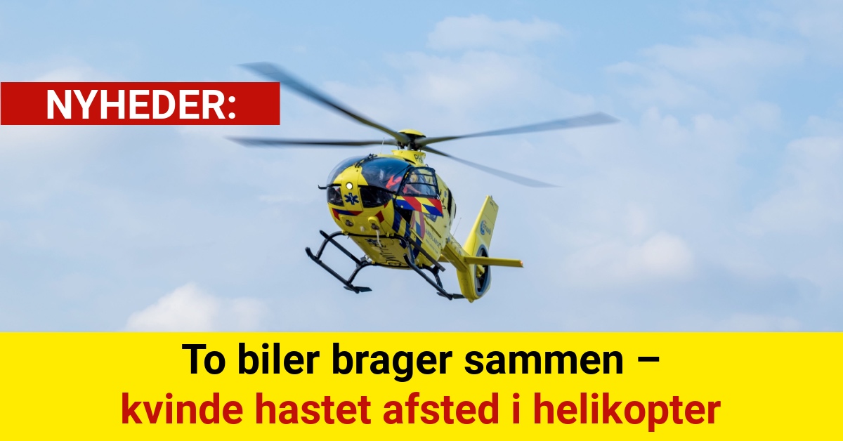 To biler brager sammen – kvinde hastet afsted i helikopter