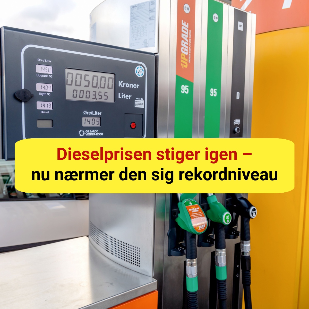 Dieselprisen stiger igen – nu nærmer den sig rekordniveau